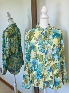 Talbots Floral Button Down Shirt